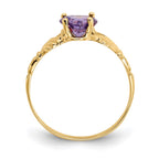 14k February CZ Heart Birthstone Claddagh Ring