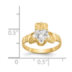 14k April CZ Heart Birthstone Claddagh Ring