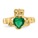14k May CZ Heart Birthstone Claddagh Ring