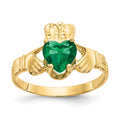 14k May CZ Heart Birthstone Claddagh Ring