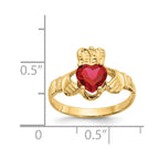 14k July CZ Heart Birthstone Claddagh Ring