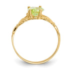 14k August CZ Heart Birthstone Claddagh Ring