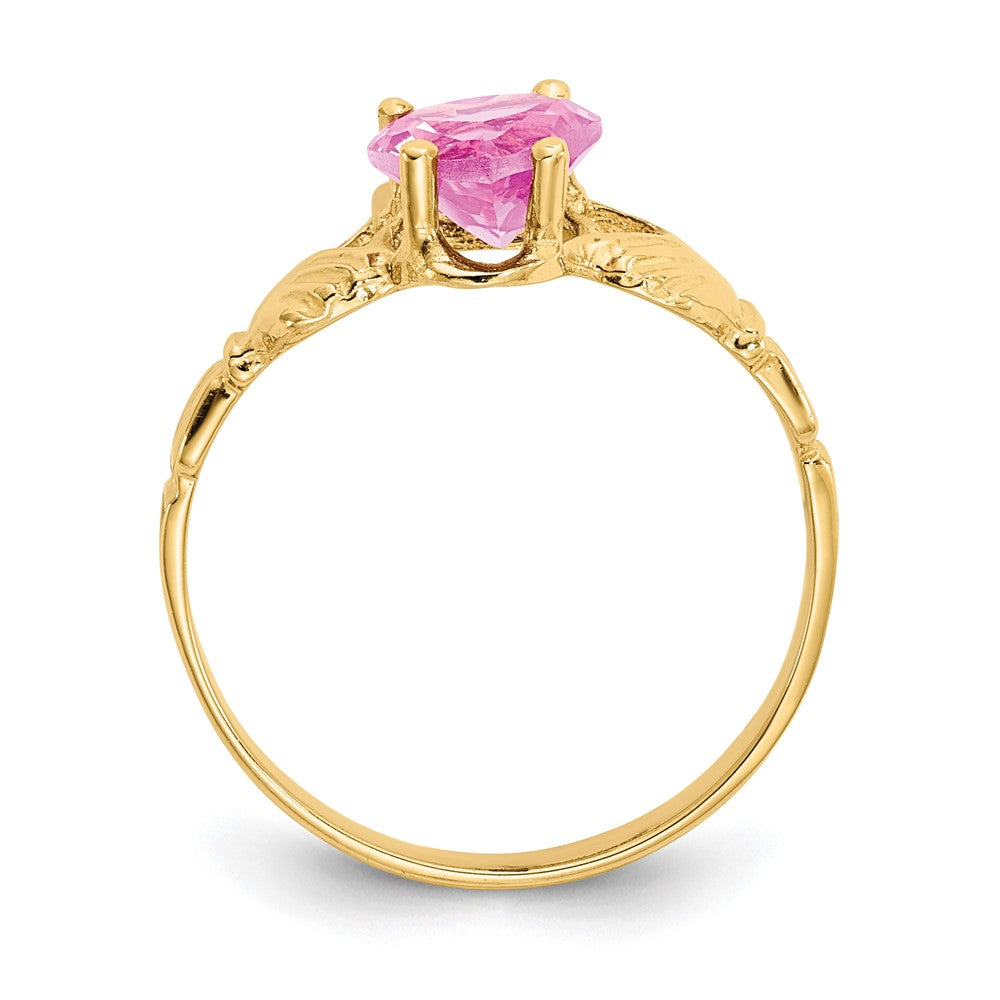 14k October CZ Heart Birthstone Claddagh Ring