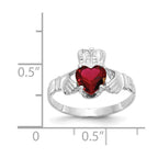 14k White Gold January CZ Heart Birthstone Claddagh Ring