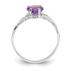 14k White Gold June CZ Heart Birthstone Claddagh Ring