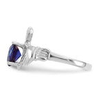 14k White Gold September CZ Heart Birthstone Claddagh Ring