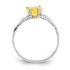 14k White Gold November CZ Heart Birthstone Claddagh Ring