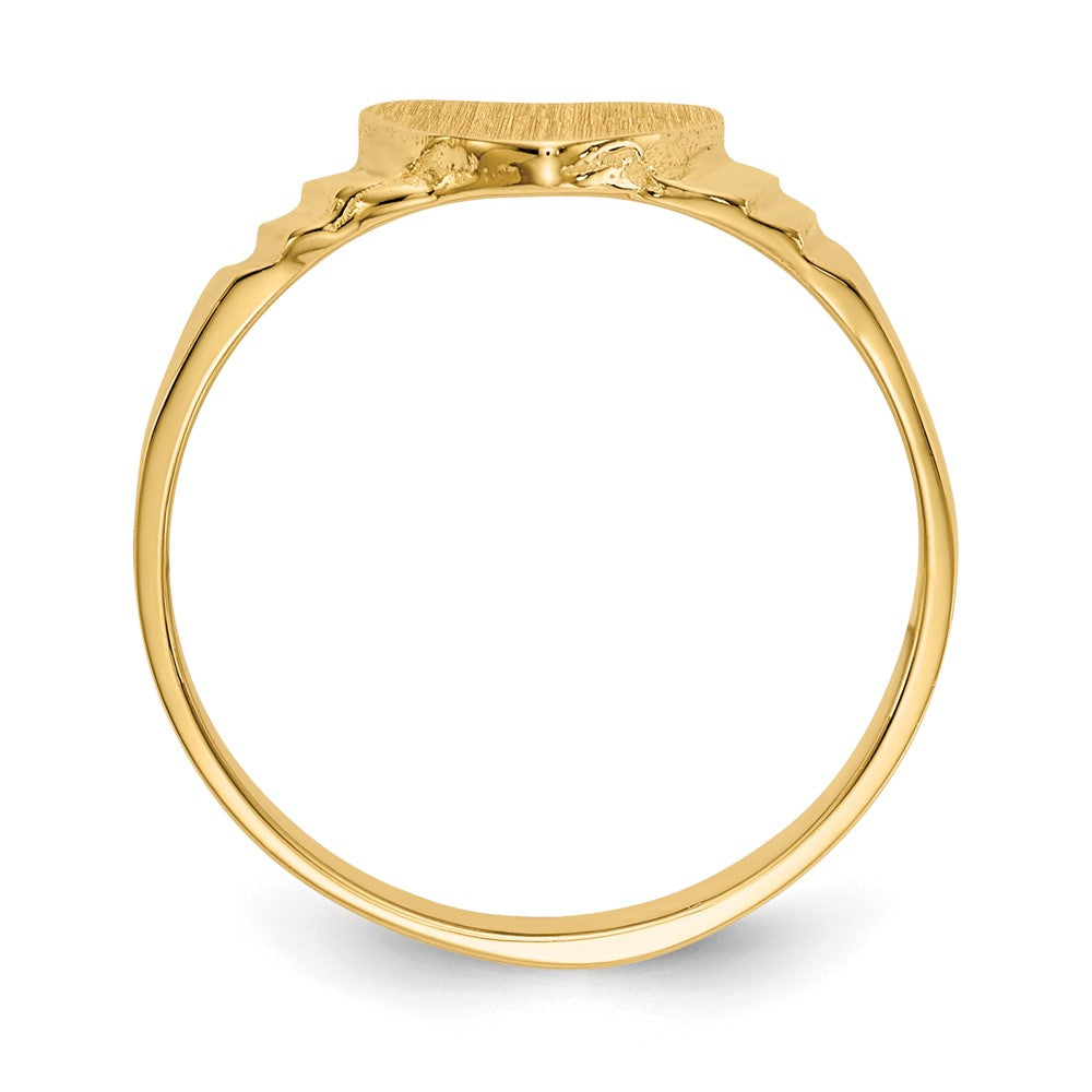 14K Satin 7.0x6.5mm Closed Back Childs Heart Signet Ring