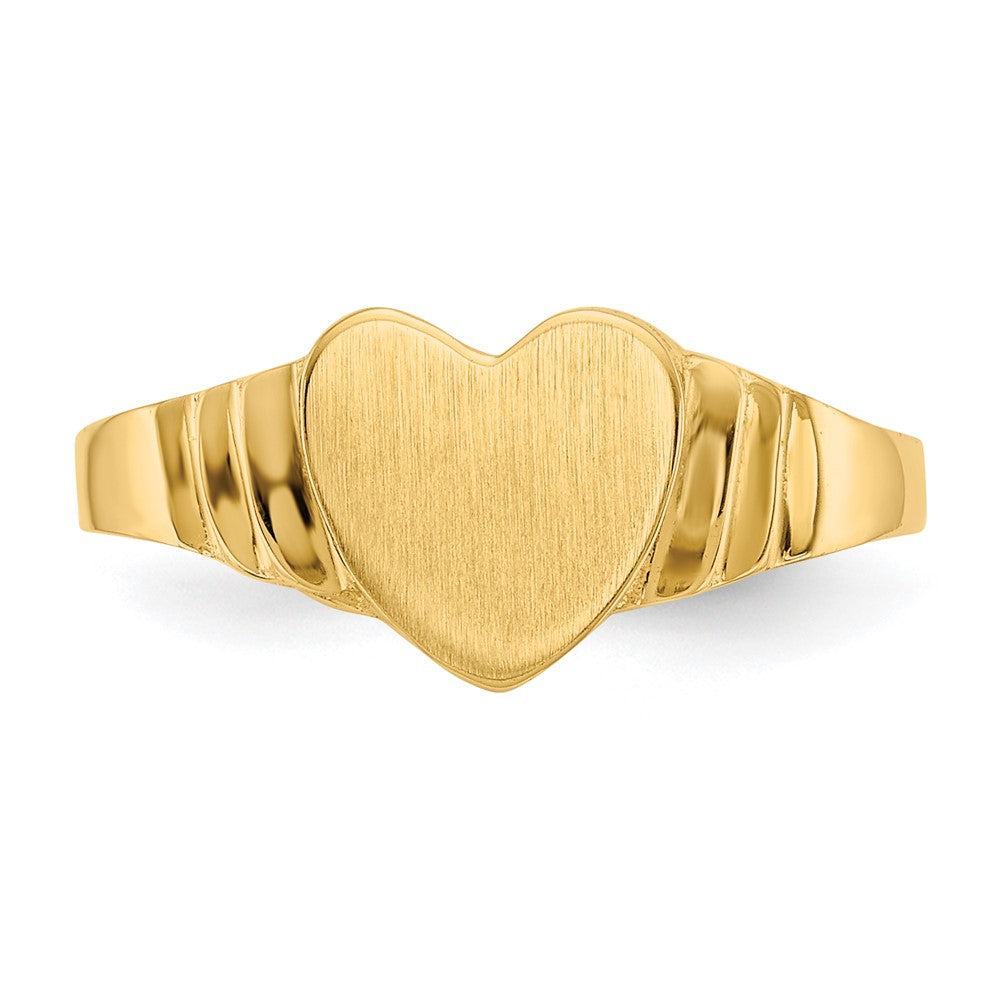 14K Satin 7.0x6.5mm Closed Back Childs Heart Signet Ring