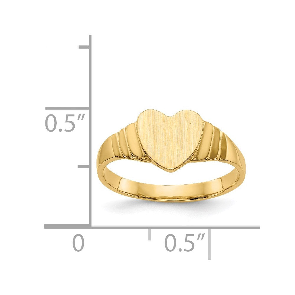 14K Satin 7.0x6.5mm Closed Back Childs Heart Signet Ring