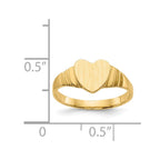 14K Satin 7.0x6.5mm Closed Back Childs Heart Signet Ring