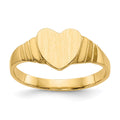 14K Satin 7.0x6.5mm Closed Back Childs Heart Signet Ring