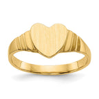 14K Satin 7.0x6.5mm Closed Back Childs Heart Signet Ring