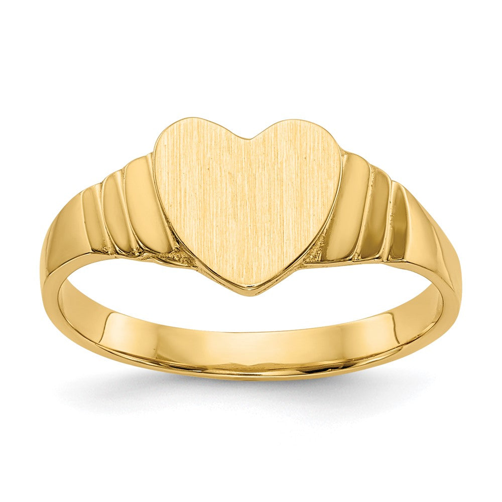 14K Satin 7.0x6.5mm Closed Back Childs Heart Signet Ring