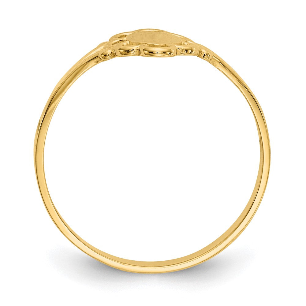 14K 3.5x6.0mm Closed Back Childs Polished Center Filigree Oval Signet Ring