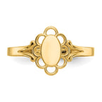 14K 3.5x6.0mm Closed Back Childs Polished Center Filigree Oval Signet Ring