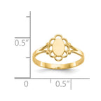 14K 3.5x6.0mm Closed Back Childs Polished Center Filigree Oval Signet Ring