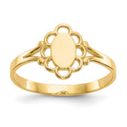 14K 3.5x6.0mm Closed Back Childs Polished Center Filigree Oval Signet Ring