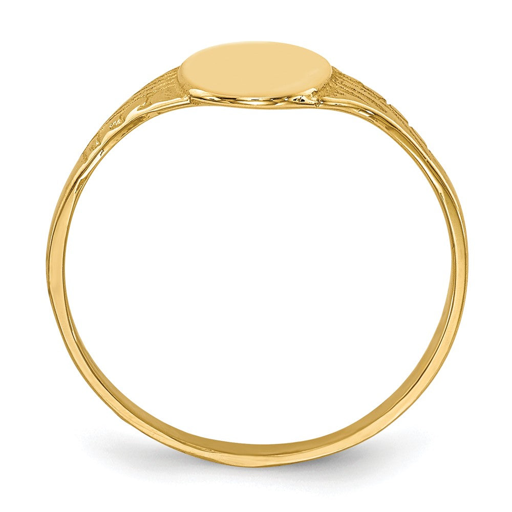14K Polished 6.0x7.5mm Closed Back Childs Oval Signet Ring