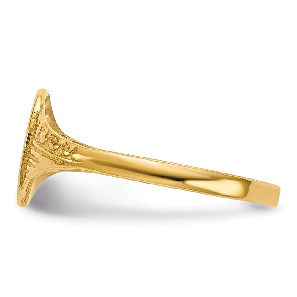 14K Polished 6.0x7.5mm Closed Back Childs Oval Signet Ring