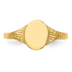 14K Polished 6.0x7.5mm Closed Back Childs Oval Signet Ring