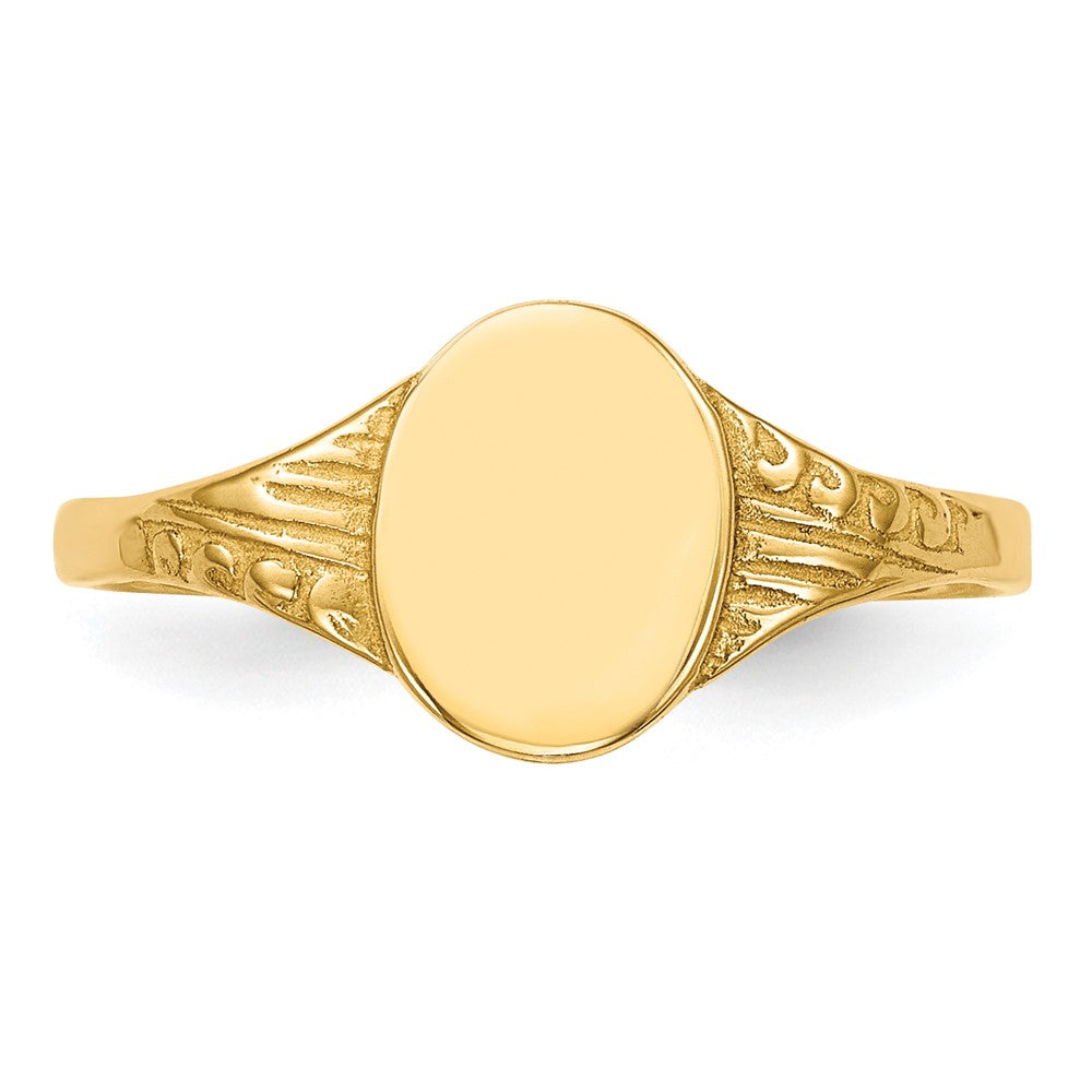 14K Polished 6.0x7.5mm Closed Back Childs Oval Signet Ring