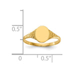 14K Polished 6.0x7.5mm Closed Back Childs Oval Signet Ring