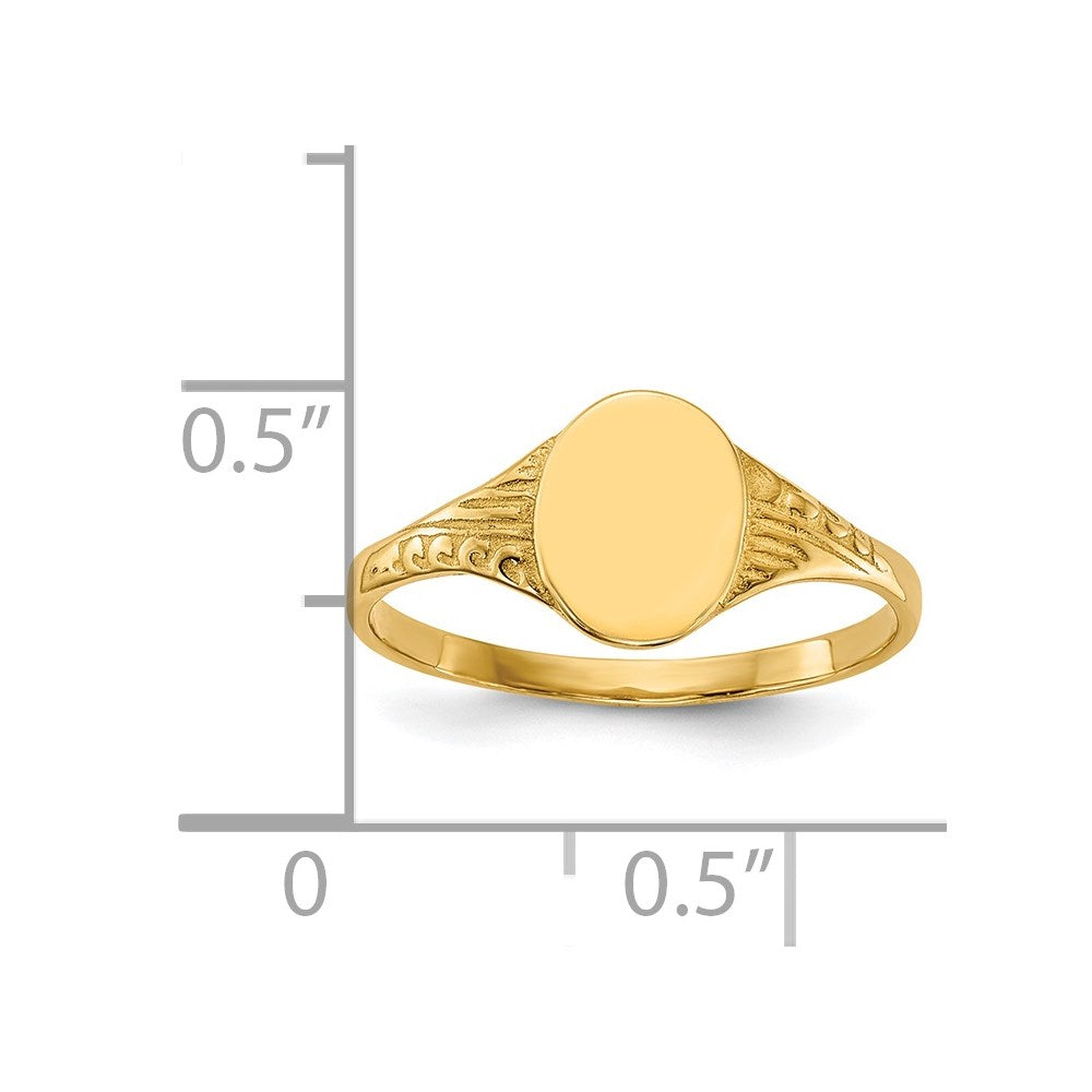14K Polished 6.0x7.5mm Closed Back Childs Oval Signet Ring