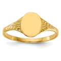 14K Polished 6.0x7.5mm Closed Back Childs Oval Signet Ring