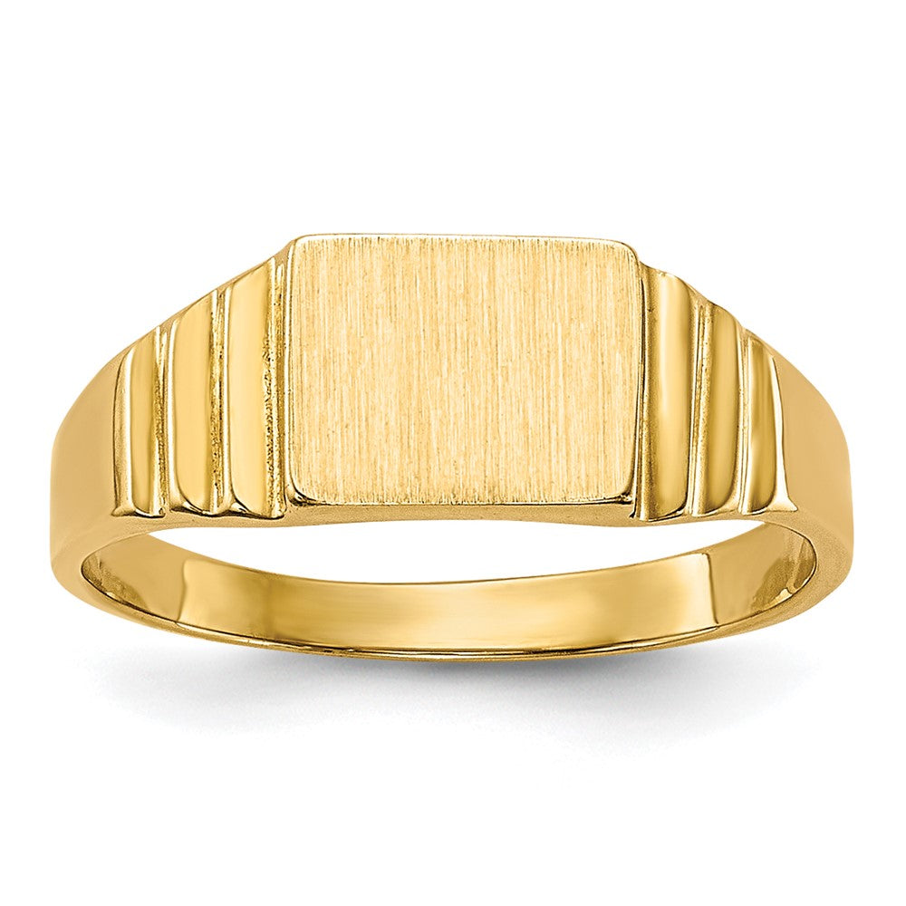 14K Satin 6.5x5.2mm Closed Back Baby Rectangular Signet Ring