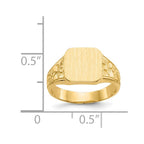 14K Polished 8.0x8.25mm Closed Back Childs Square Signet Ring