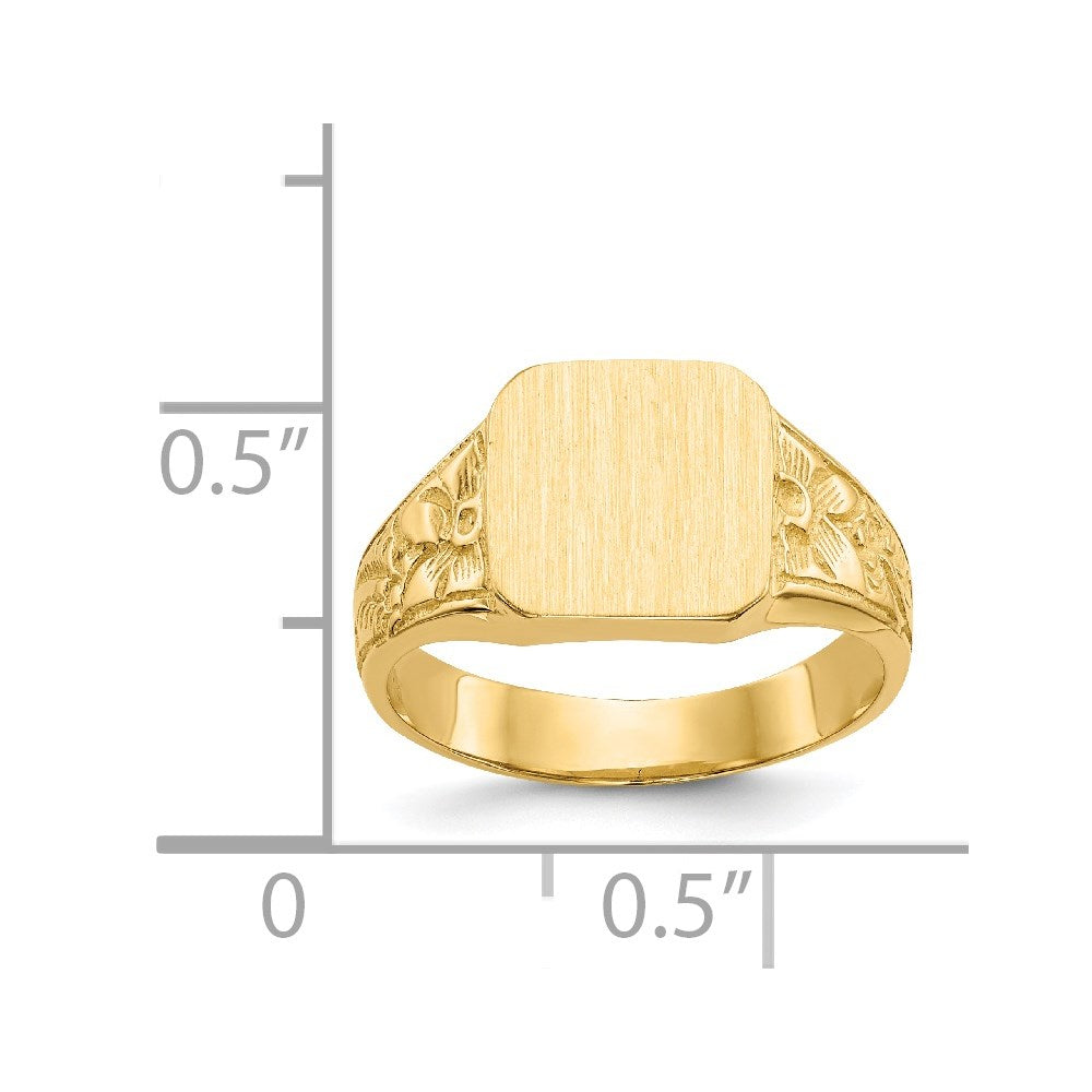 14K Polished 8.0x8.25mm Closed Back Childs Square Signet Ring
