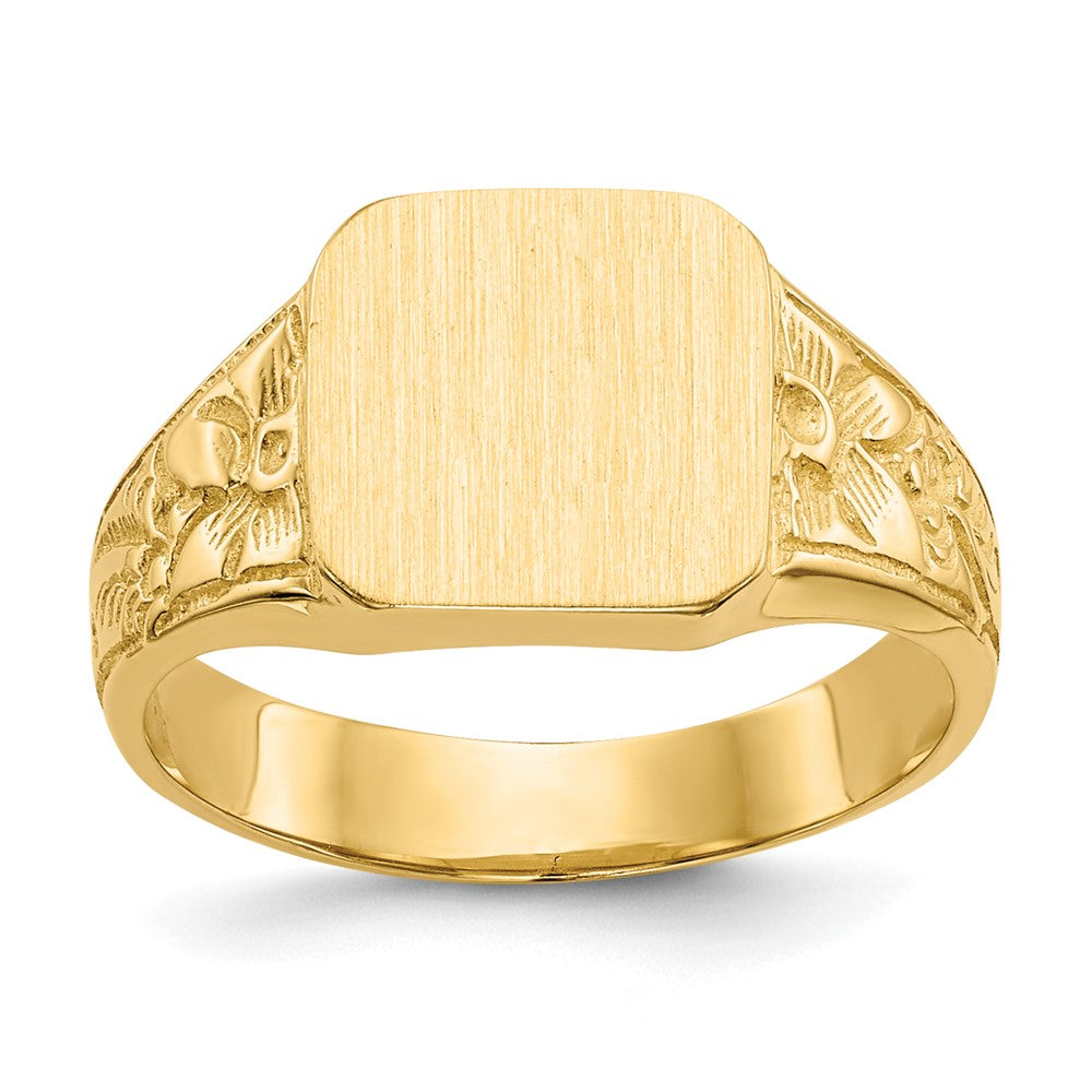 14K Polished 8.0x8.25mm Closed Back Childs Square Signet Ring