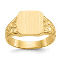 14K Polished 8.0x8.25mm Closed Back Childs Square Signet Ring