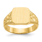 14K Polished 8.0x8.25mm Closed Back Childs Square Signet Ring