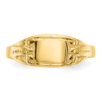 14K Polished 6.25x4.0mm Closed Back Baby Rectangular Signet Ring
