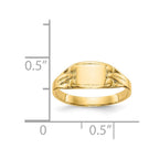 14K Polished 6.25x4.0mm Closed Back Baby Rectangular Signet Ring