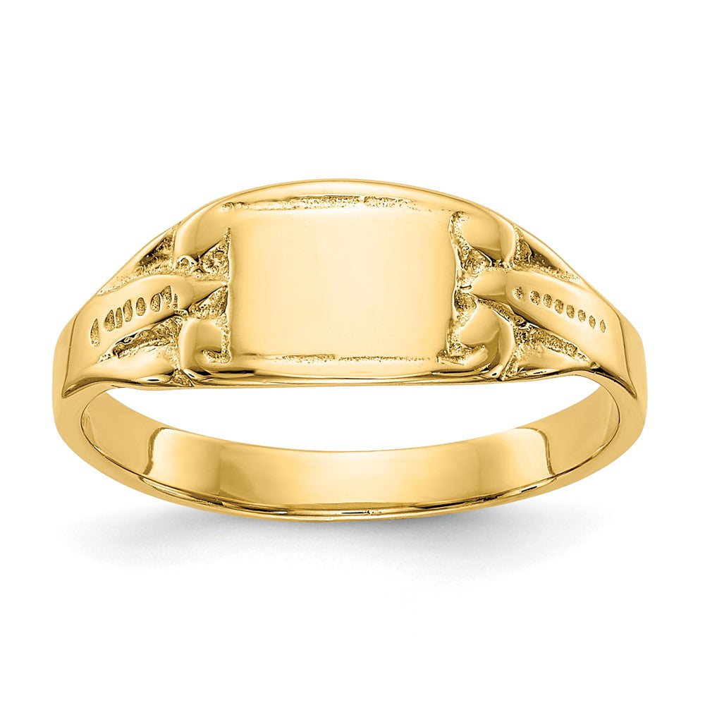 14K Polished 6.25x4.0mm Closed Back Baby Rectangular Signet Ring