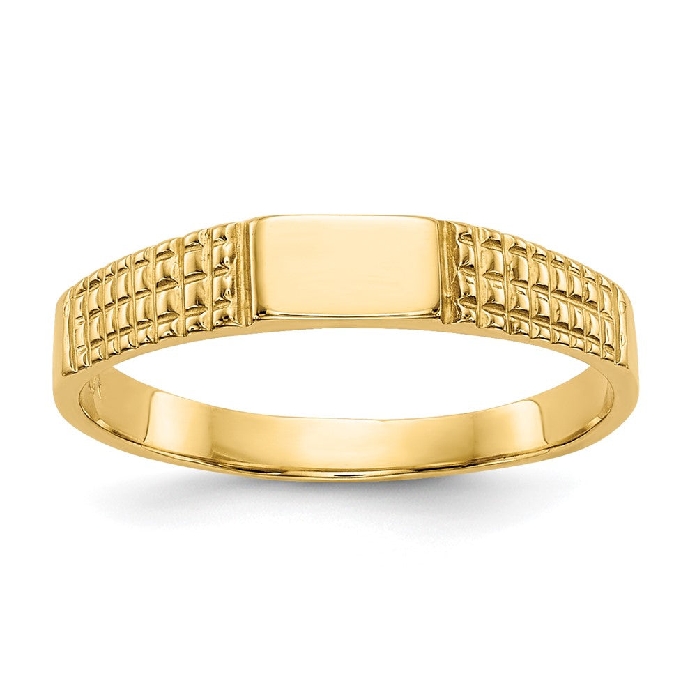 14K Polished 4.5x3.0mm Closed Back Childs Rectangular Signet Ring