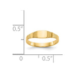 14K Polished 4.5x3.5mm Closed Back Baby Square Signet Ring
