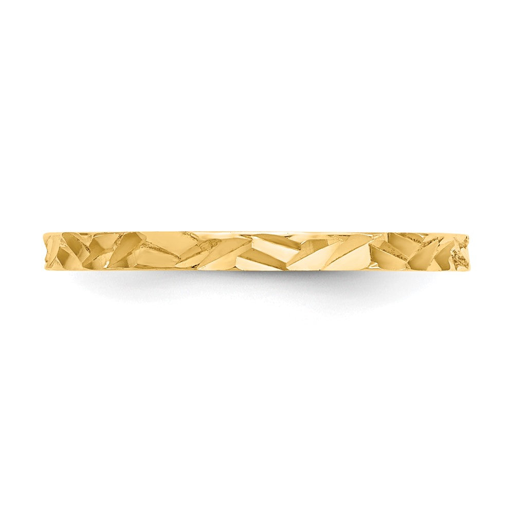 14K 1mm Diamond-cut Zig-Zag Design Flat Band Baby / Childs Ring