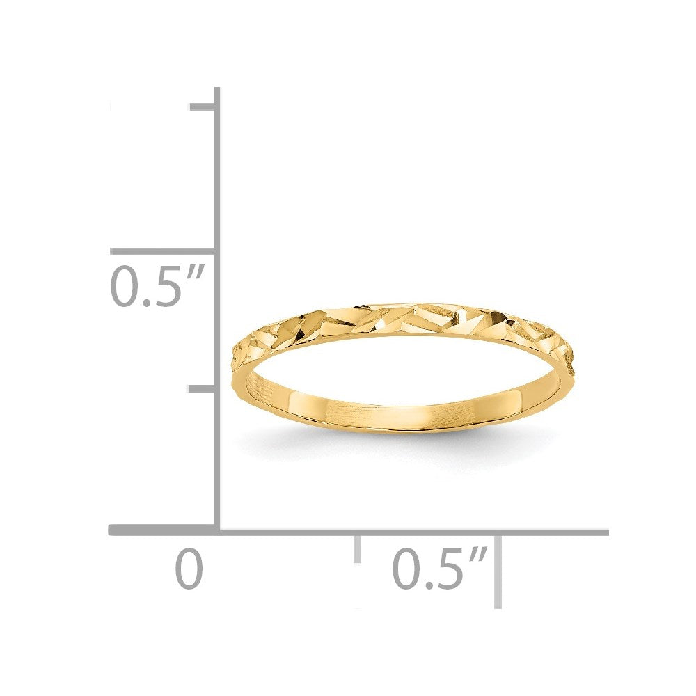 14K 1mm Diamond-cut Zig-Zag Design Flat Band Baby / Childs Ring