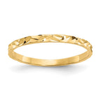 14K 1mm Diamond-cut Zig-Zag Design Flat Band Baby / Childs Ring