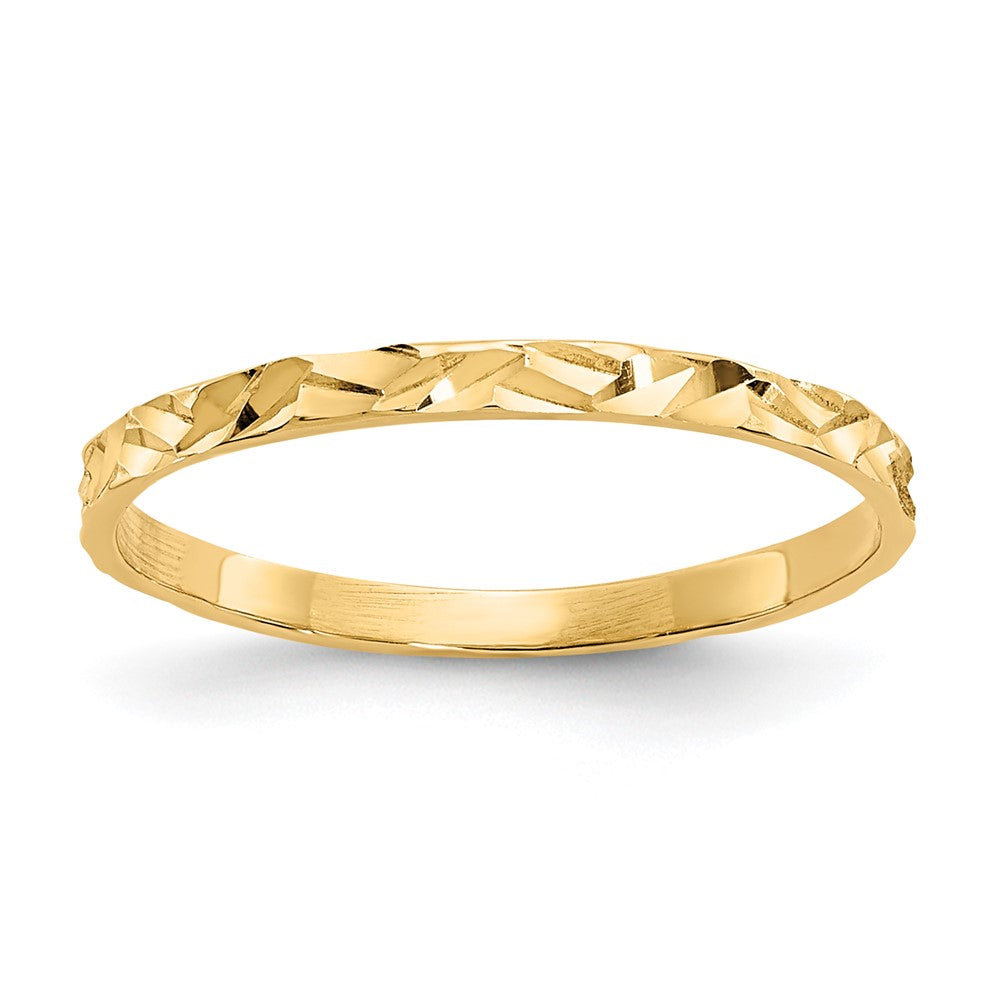 14K 1mm Diamond-cut Zig-Zag Design Flat Band Baby / Childs Ring