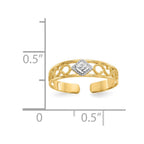 14k and White Rhodium Diamond-Cut Toe Ring