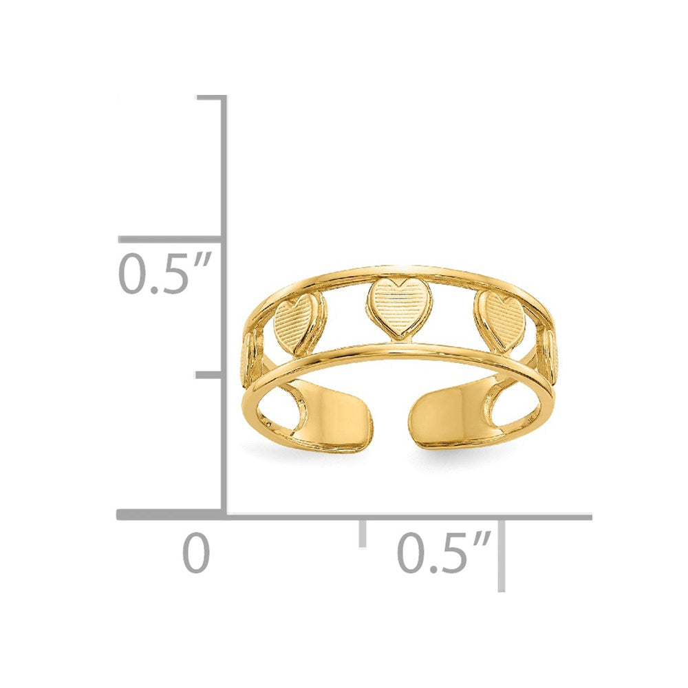14k Hearts Toe Ring
