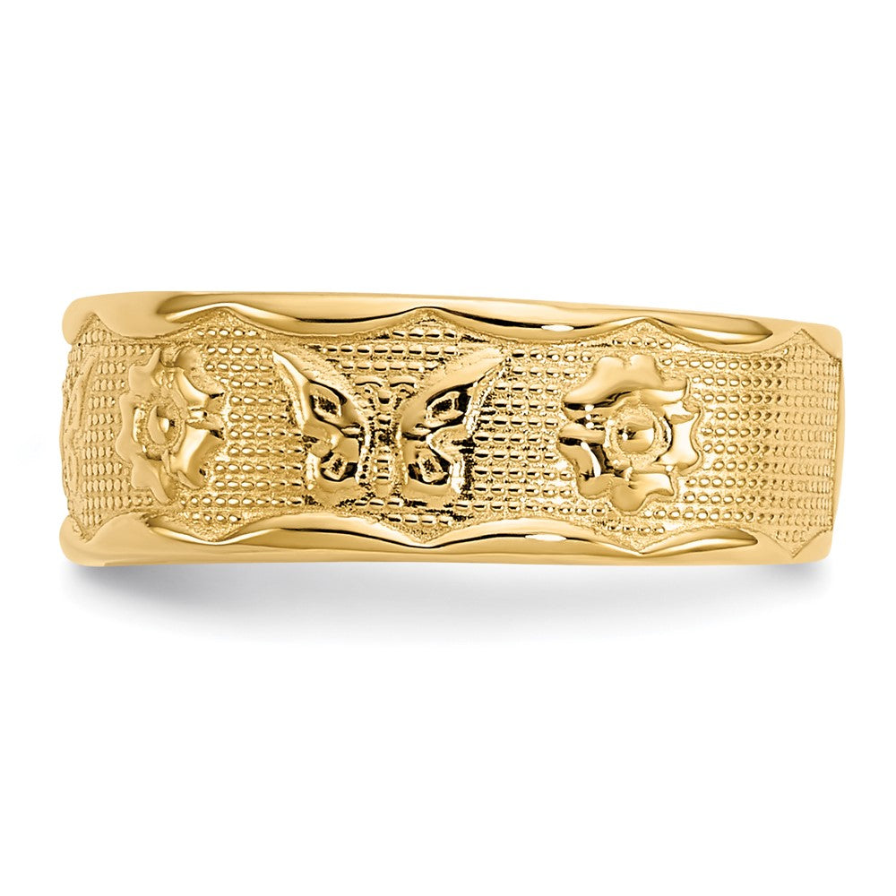 14k Flower and Butterfly Toe Ring