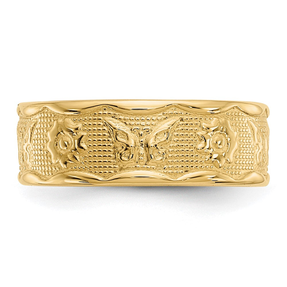 14k Flower and Butterfly Toe Ring
