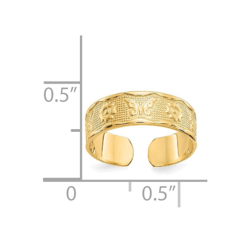 14k Flower and Butterfly Toe Ring
