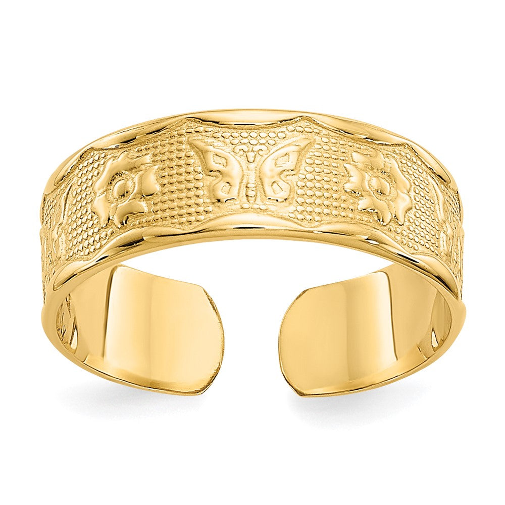 14k Flower and Butterfly Toe Ring